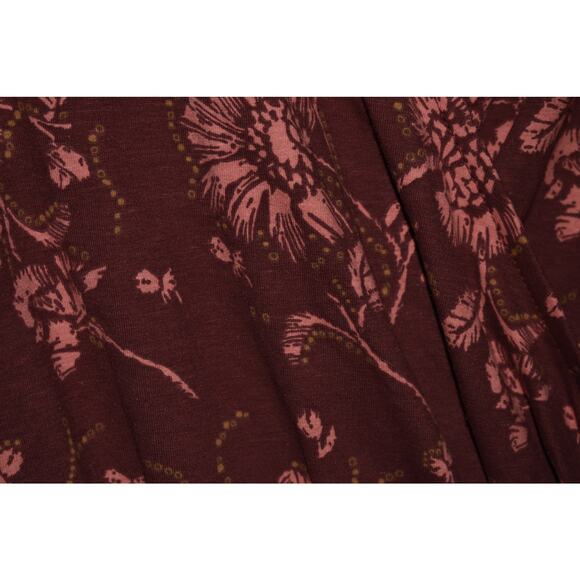 SYNERGY NEW $60 3/4 Sleeve Knee Length Floral Wrap‎ Dress in Mahogany Large - Picture 3 of 4